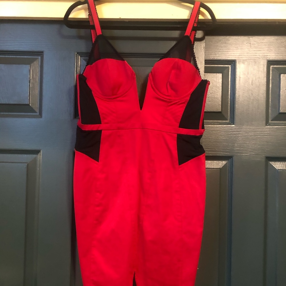 hot red midi dress